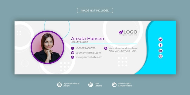 Email signature template email footer and personal social media cover Premium Psd