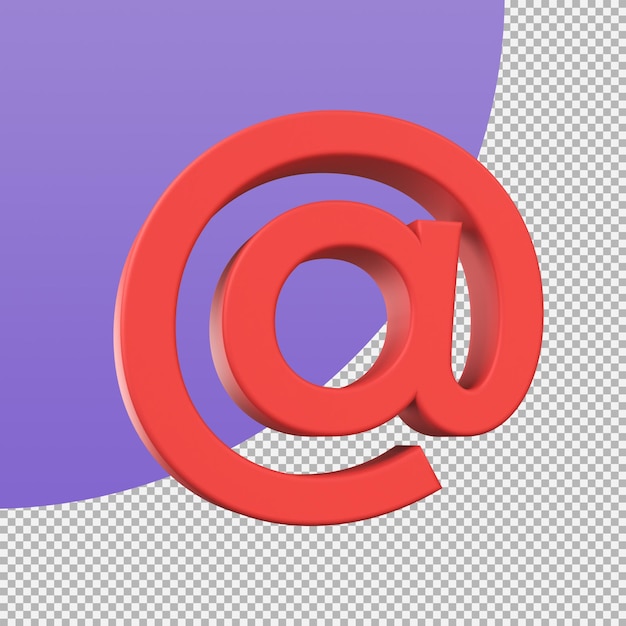 Email at symbol Minimal email address icon 3d illustration with clipping path