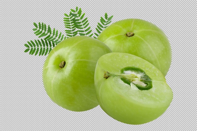 Emblic or Indian gooseberry isolated on a transparent background