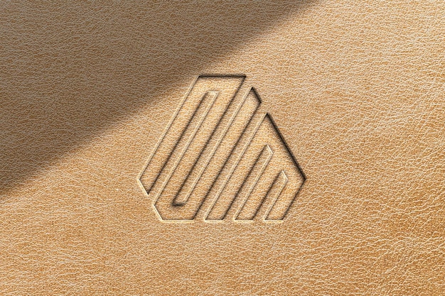 PSD emboss logo mockup on leather