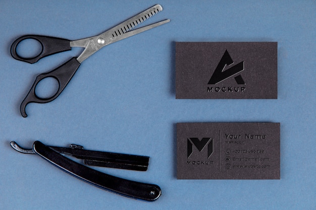 Embossed gloss business card mockup