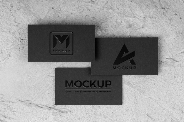 Embossed gloss business card mockup