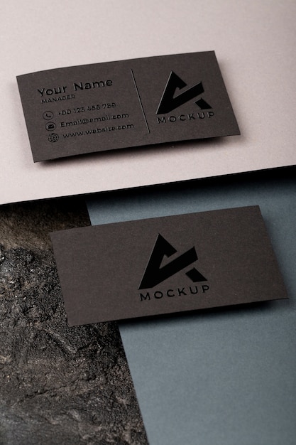 Embossed gloss business card mockup