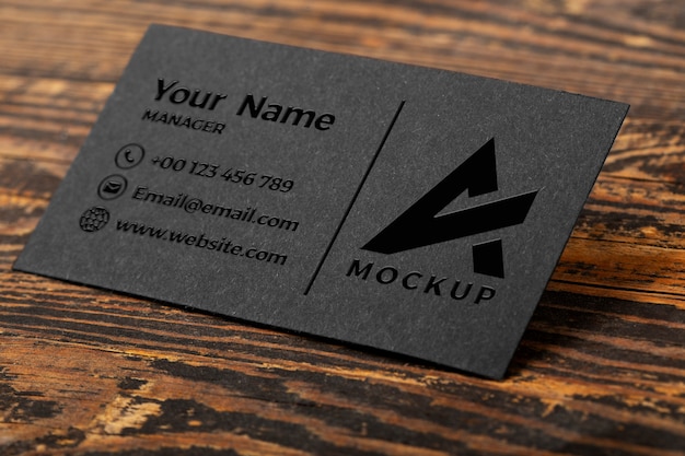 Embossed gloss business card mockup