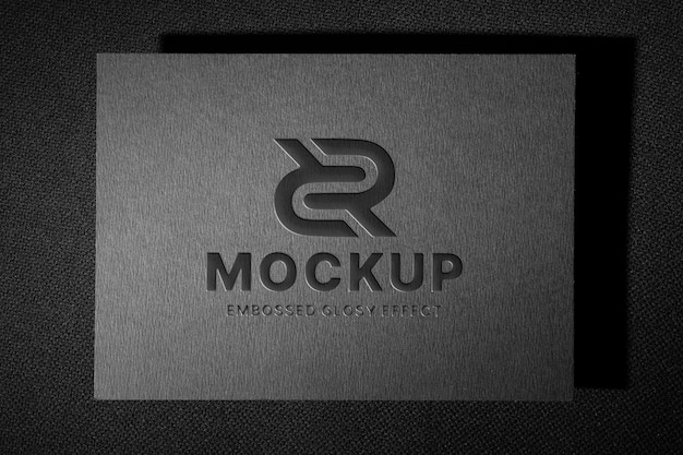 Embossed glossy horizontal business card mock-up design