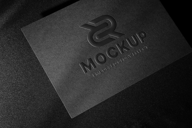 Embossed glossy horizontal business card mock-up design