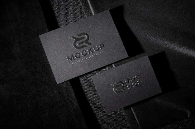 Embossed glossy horizontal business card mock-up design