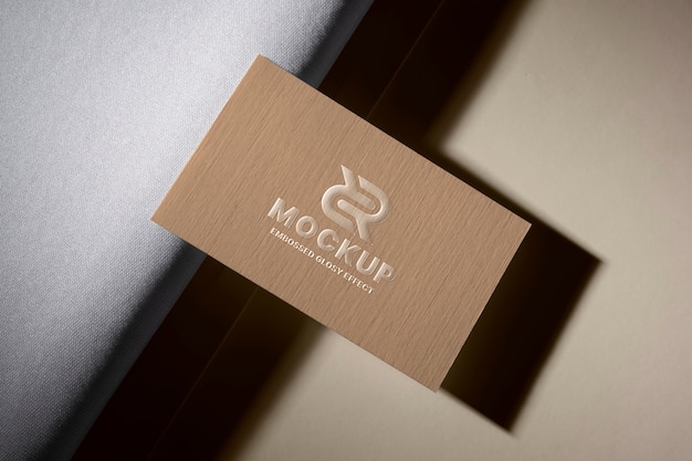 Embossed glossy horizontal business card mock-up design