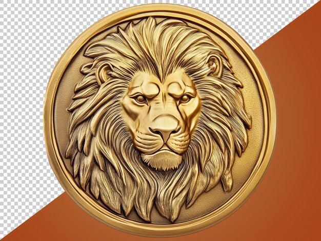 Embossed gold medal with transparent background