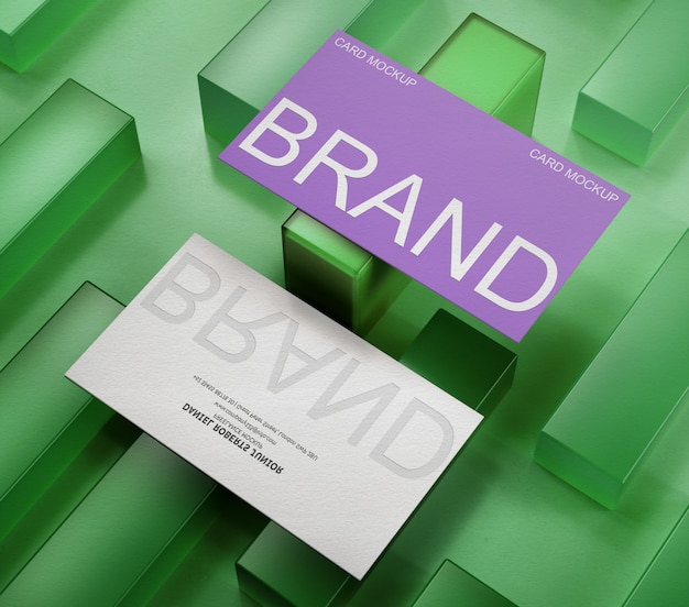 PSD embossed logo business card mockup