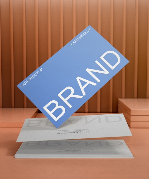 PSD embossed logo business card mockup