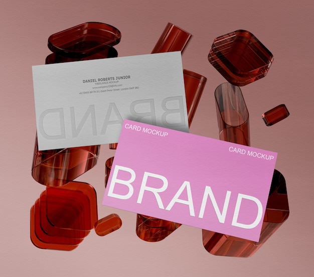 PSD embossed logo business card mockup