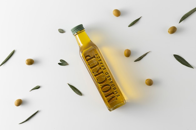 PSD embossed olive oil bottle mock-up