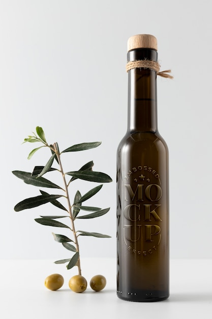 PSD embossed olive oil bottle mock-up