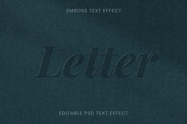 PSD embossed text effect psd editable template on green paper texture background