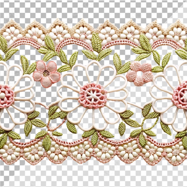 PSD embroidered lace on transparent background