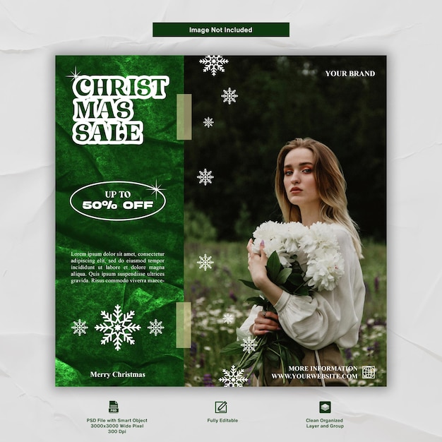 Emerald Green Christmas Sale Instagram Post Template