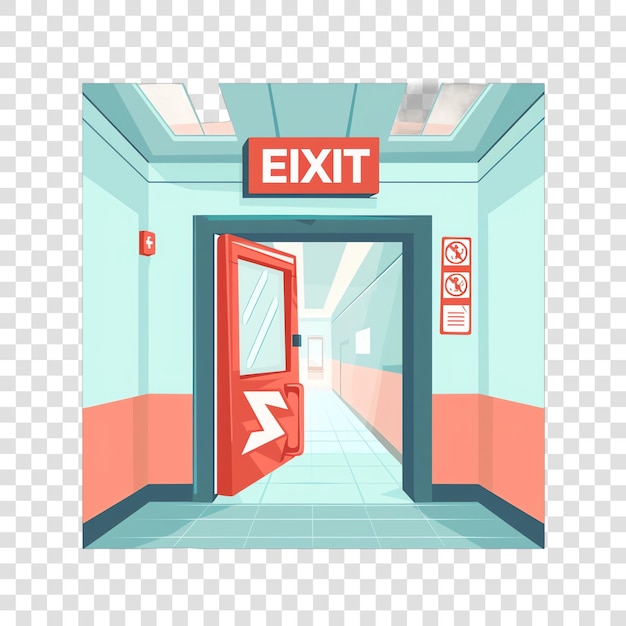 PSD emergency exit sign realistic photo isolated on transparent background