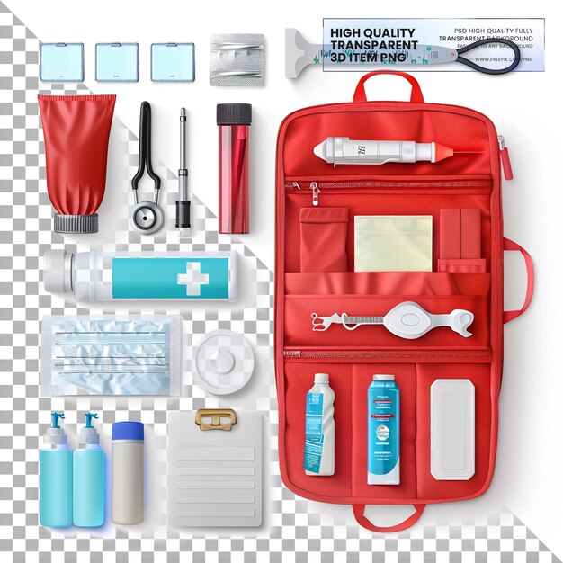 Emergency Medical Kits Contain essential items for emergencies on transparent background