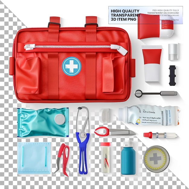 Emergency Medical Kits Contain essential items for emergencies on transparent background