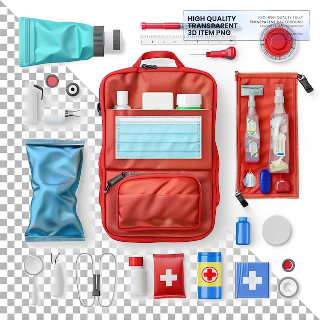 Emergency Medical Kits Contain essential items for emergencies on transparent background