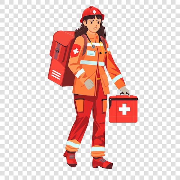 PSD emergency medical worker illustration job isolated on transparent background