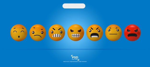 Emoji and 3D icons on transparency background VI