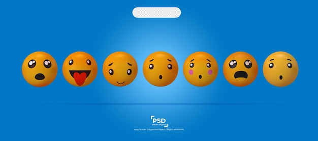 Emoji and 3D icons on transparency background VII