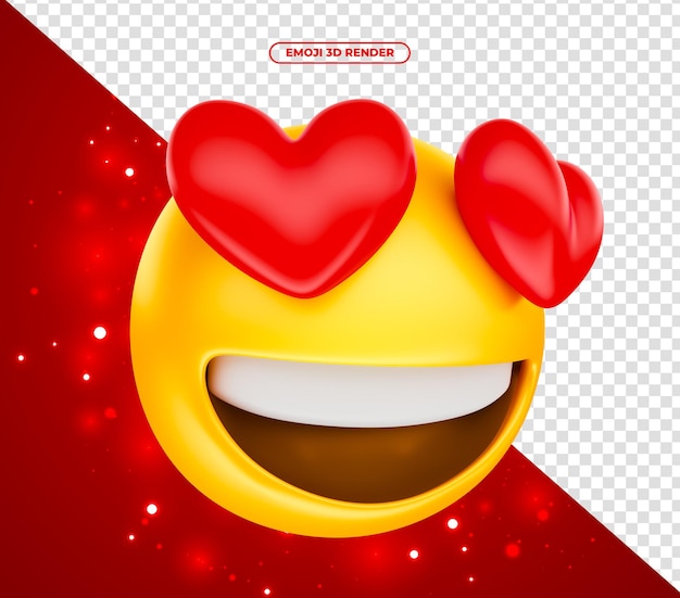 PSD emoji 3d render for social media in love with heart