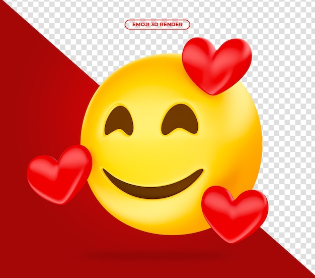 PSD emoji 3d render for social media in love with heart