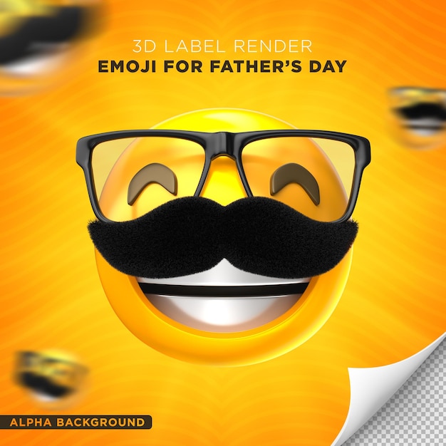 Emoji dad label fathers day 3d render design