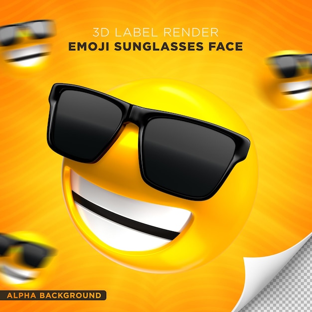 emoji face sunglasses 3d render