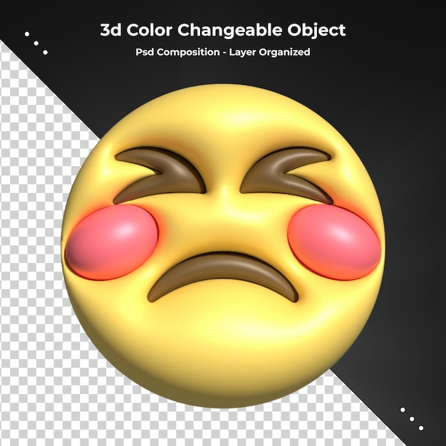 Emoji faces with facial expressions 3D rendering stylized Emoji icons