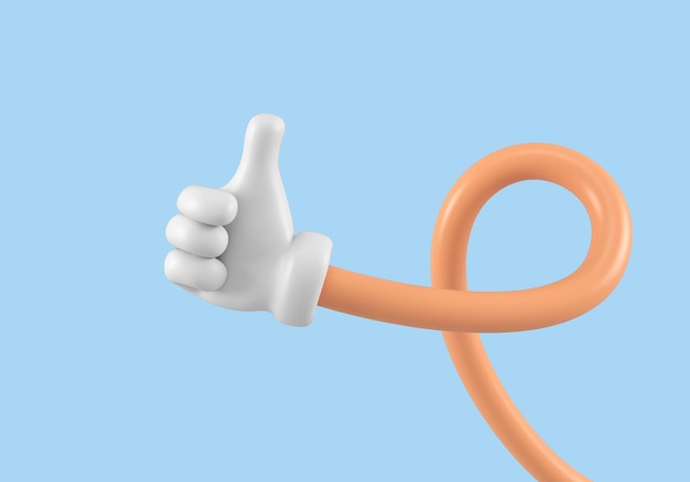 PSD emoji flexible twisted hand showing thumb up or like gesture isolated close up icon symbol signal and sign 3d rendering