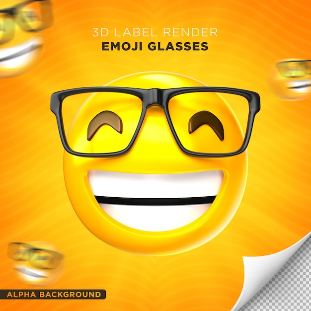 emoji glasses label 3d render design