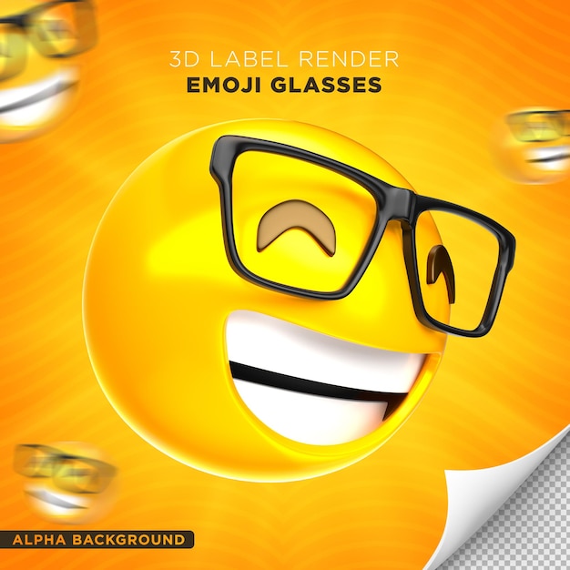 emoji glasses label 3d render design