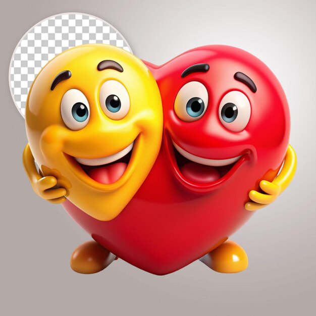 PSD emoji hugging another emoji with love on transparent background