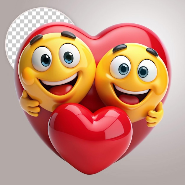 PSD emoji hugging another emoji with love on transparent background