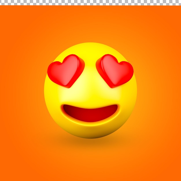 Emoticon 3D with red love eye 3D render