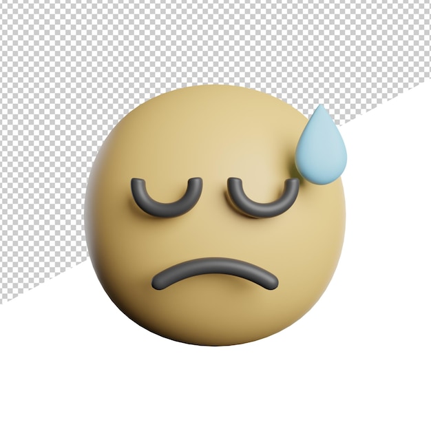 PSD emoticon sad face 3d rendering icon illustration on transparent background