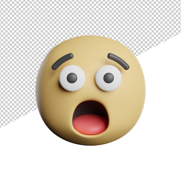 Emoticon Shocked Face 3D rendering Icon Illustration On Transparent Background