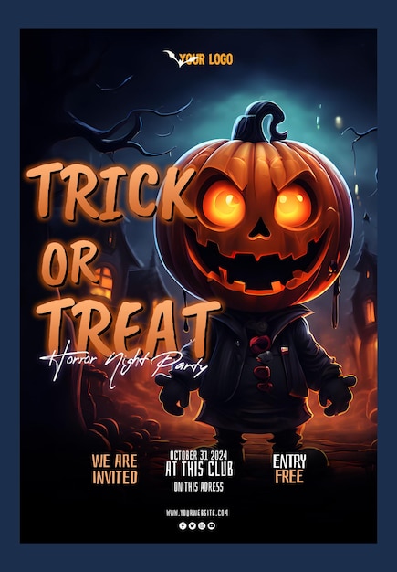 PSD emplate flyer and banner halloween