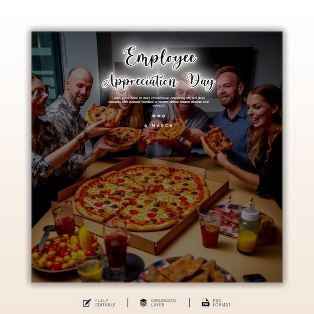 Employee Appreciation Day graphic and social media design template