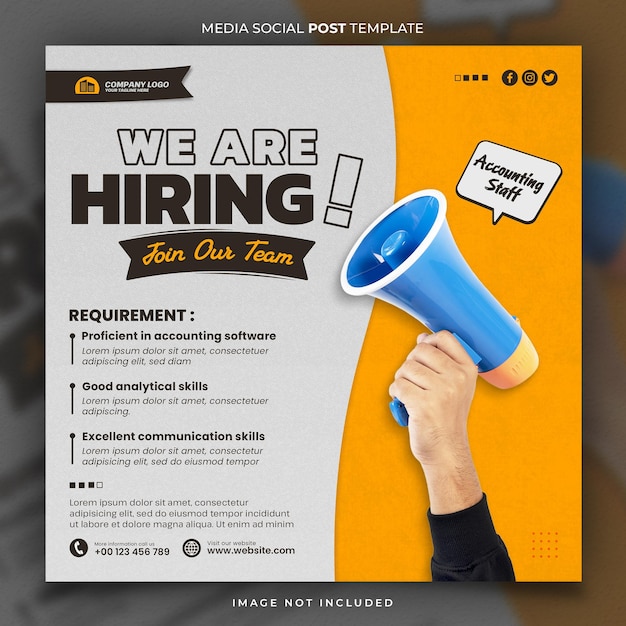 PSD employee recruitment media social post template