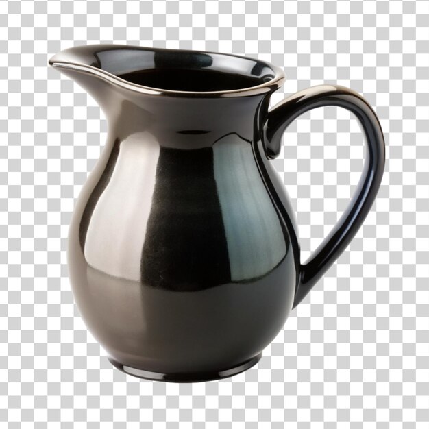 Empty black ceramic jug isolated on transparent background