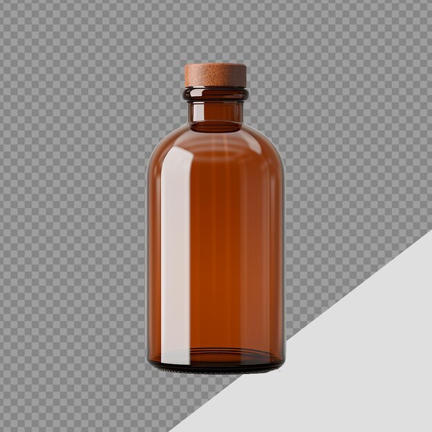 PSD empty brown glass medical bottle png isolated on transparent background