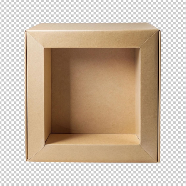 PSD empty brown paper box with transparent window transparent background