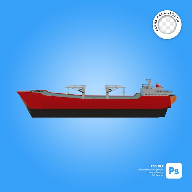 Empty cargo ship side view 3d object