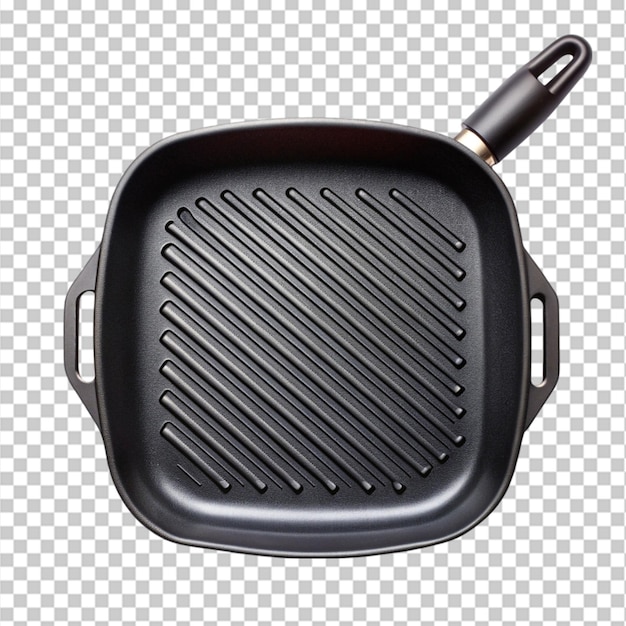 PSD empty cast iron grill frying pan isolated on white background