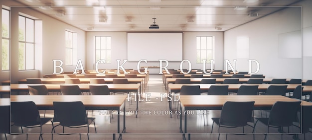 Empty classroom with sunlight from the window